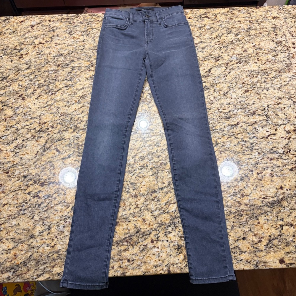 NEW J Brand Super Skinny Mid Rise Jeans Black Stocking Wash Size 25  ws